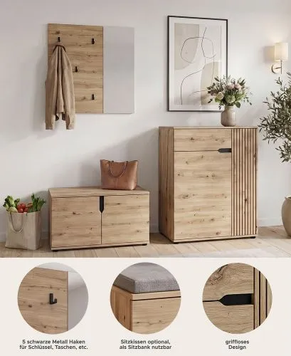 Garderoben-Set Keno 1 | Artisan Eiche | 3-teilig ohne Sitzkissen