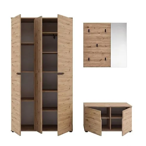 Garderoben-Set Keno 2 | Artisan Eiche | 3-teilig mit Sitzkissen