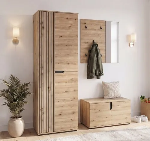Garderoben-Set Keno | Artisan Eiche | 3-teilig mit Sitzkissen