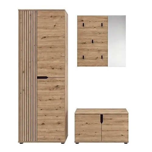 Garderoben-Set Keno | Artisan Eiche | 3-teilig mit Sitzkissen