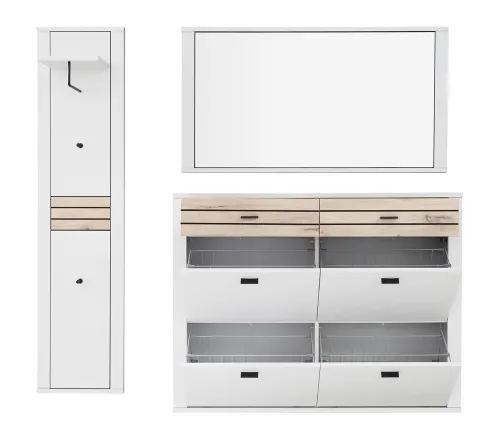 Garderoben Set Mantena | Modern White / Viking Oak | 3-teilig