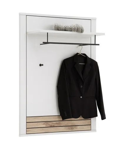 Garderoben Set Mantena | Modern White / Viking Oak | 5-teilig mit Sitzkissen