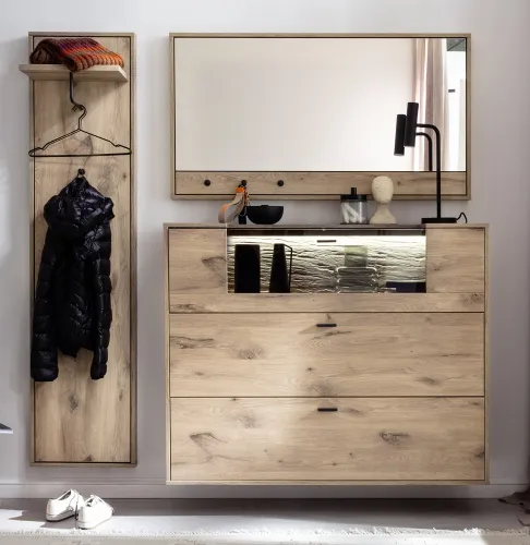 Garderoben Set Mezzano 2 | Viking Oak | 3-teilig mit Beleuchtung