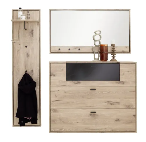 Garderoben Set Mezzano 2 | Viking Oak | 3-teilig mit Beleuchtung