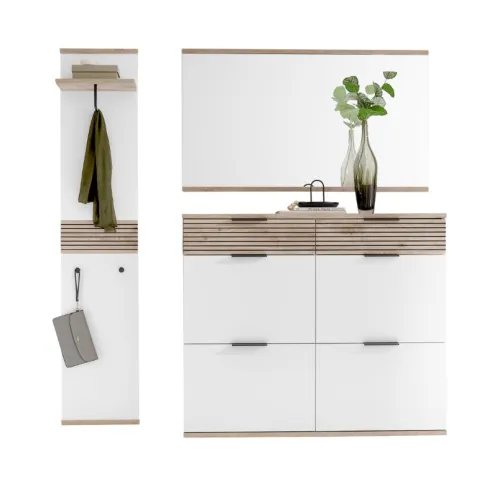 Garderoben Set Montello | Soft White / Viking Oak | 3-teilig
