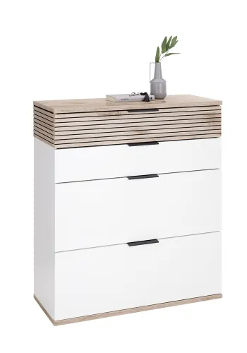 Garderoben Set Montello | Soft white / Viking Oak | 4-teilig mit Sitzkissen