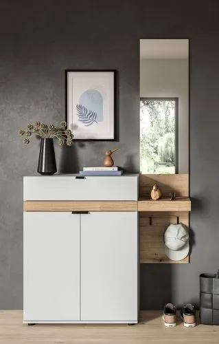 Garderoben-Set Naro 1 | grau / Evoke Oak | 2-teilig