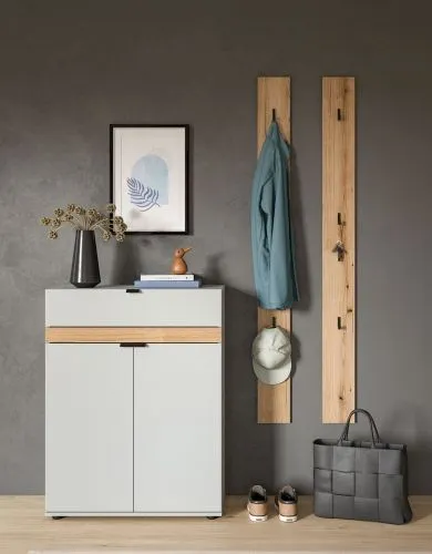 Garderoben-Set Naro 1 | grau / Evoke Oak | 3-teilig