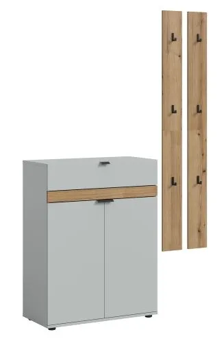 Garderoben-Set Naro 1 | weiß / Evoke Oak | 3-teilig