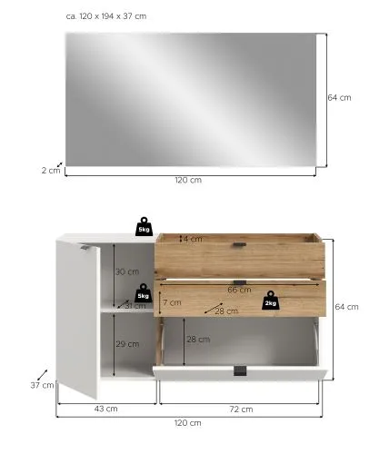 Garderoben-Set Naro | weiß / Evoke Oak | 2-teilig