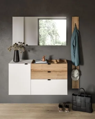Garderoben-Set Naro | weiß / Evoke Oak | 3-teilig