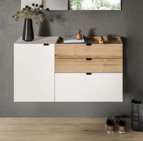 Garderoben-Set Naro | weiß / Evoke Oak | 3-teilig