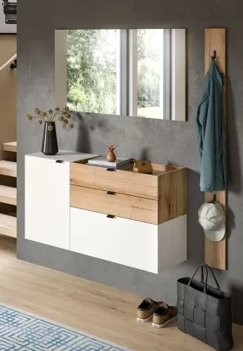 Garderoben-Set Naro | weiß / Evoke Oak | 3-teilig