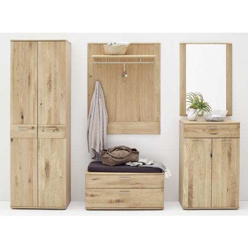 Garderoben Set Nilo | Balkeneiche Bianco | 5-teilig | Sitzkissen