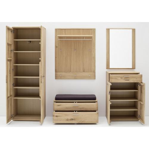 Garderoben Set Nilo | Balkeneiche Bianco | 5-teilig | Sitzkissen