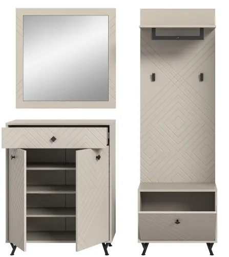 Garderoben-Set Notes | beige matt/sandfarben | 4-teilig