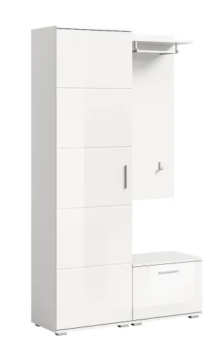 Garderoben-Set Prego 1 | weiß Hochglanz | 3-teilig mit Sitzkissen
