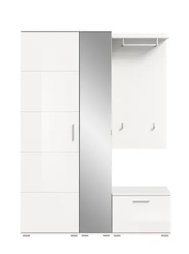 Garderoben-Set Prego 1 | weiß Hochglanz | 4-teilig | ohne Sitzkissen