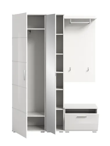 Garderoben-Set Prego 1 | weiß Hochglanz | 4-teilig | ohne Sitzkissen
