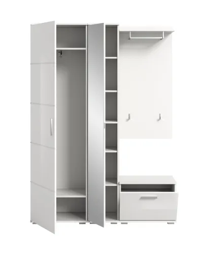 Garderoben-Set Prego 1 | weiß Hochglanz | 4-teilig | ohne Sitzkissen