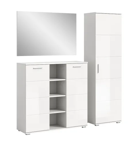 Garderoben-Set Prego 2 | weiß Hochglanz | 3-teilig Kommode ohne Beleuchtung