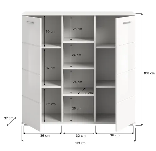 Garderoben-Set Prego 2 | weiß Hochglanz | 4-teilig | ohne Sitzkissen Kommode ohne Beleuchtung