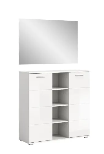 Garderoben-Set Prego | weiß Hochglanz | 2-teilig | LED Beleuchtung