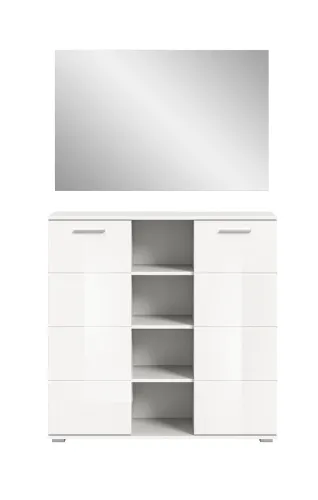 Garderoben-Set Prego | weiß Hochglanz | 2-teilig | LED Beleuchtung