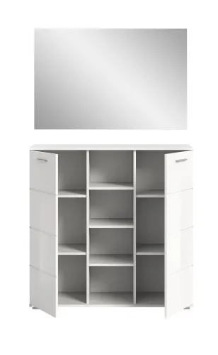 Garderoben-Set Prego | weiß Hochglanz | 2-teilig | LED Beleuchtung