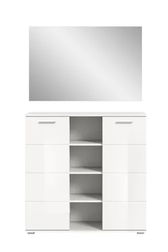 Garderoben-Set Prego | weiß Hochglanz | 2-teilig | mit LED Beleuchtung