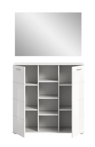 Garderoben-Set Prego | weiß Hochglanz | 2-teilig | mit LED Beleuchtung