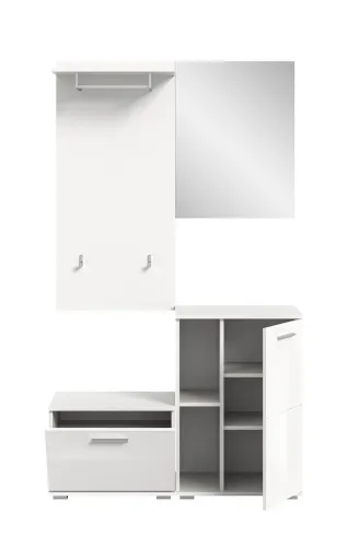 Garderoben-Set Prego | weiß Hochglanz | 4-teilig | ohne Sitzkissen