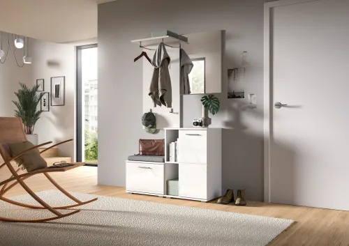 Garderoben-Set Prego | weiß Hochglanz | 4-teilig | ohne Sitzkissen