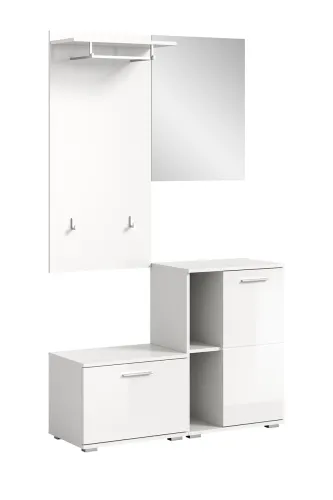 Garderoben-Set Prego | weiß Hochglanz | 4-teilig | ohne Sitzkissen