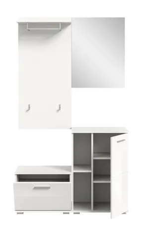 Garderoben-Set Prego | weiß Hochglanz | 4-teilig | ohne Sitzkissen