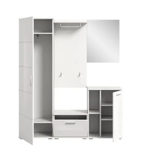 Garderoben-Set Prego | weiß Hochglanz | 5-teilig
