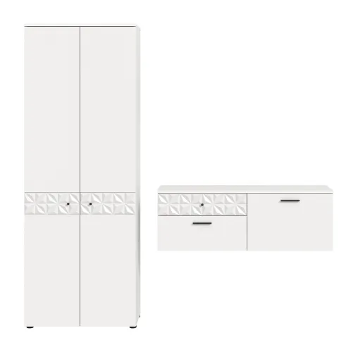 Garderoben-Set Prisma | weiß / weiß Hochglanz | 2-teilig