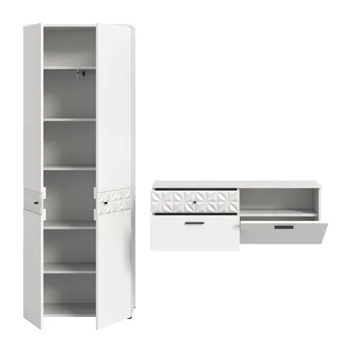 Garderoben-Set Prisma | weiß / weiß Hochglanz | 2-teilig