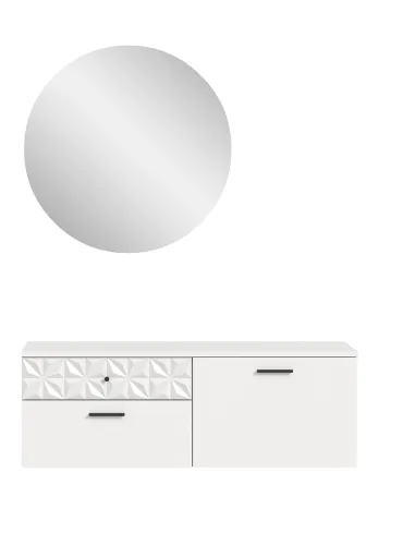 Garderoben-Set Prisma | weiß / weiß Hochglanz | 2-teilig | mit Lichtprofil