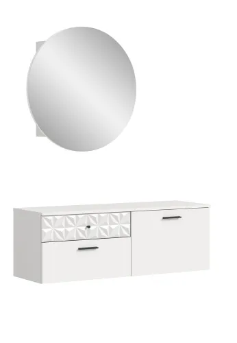 Garderoben-Set Prisma | weiß / weiß Hochglanz | 2-teilig | ohne Lichtprofil