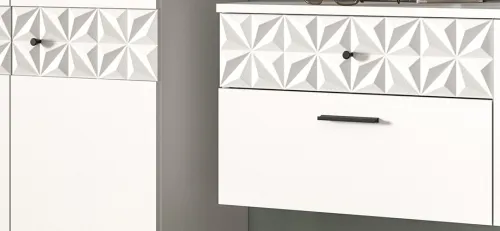 Garderoben-Set Prisma | weiß / weiß Hochglanz | 2-teilig | optional Beleuchtung