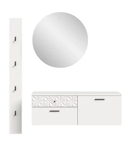 Garderoben-Set Prisma 3 | weiß / weiß Hochglanz | 3-teilig | optional Beleuchtung