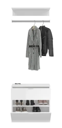 Garderoben Set Projekt X 1 | weiß Hochglanz / Artisan Eiche mit Spiegeltüren | 3-teilig