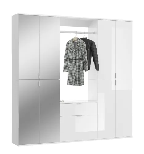 Garderoben Set Projekt X 1 | weiß Hochglanz / Spiegeltüren | 3-teilig