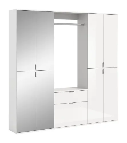 Garderoben Set Projekt X 1 | weiß Hochglanz / Spiegeltüren | 3-teilig