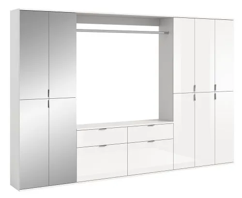 Garderoben Set Projekt X 1 | weiß Hochglanz / Spiegeltüren | 4-teilig