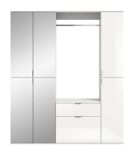 Garderoben Set Projekt X 2 | weiß Hochglanz / Spiegeltüren | 3-teilig