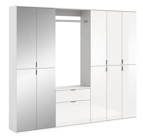 Garderoben Set Projekt X 2 | weiß Hochglanz / Spiegeltüren | 4-teilig