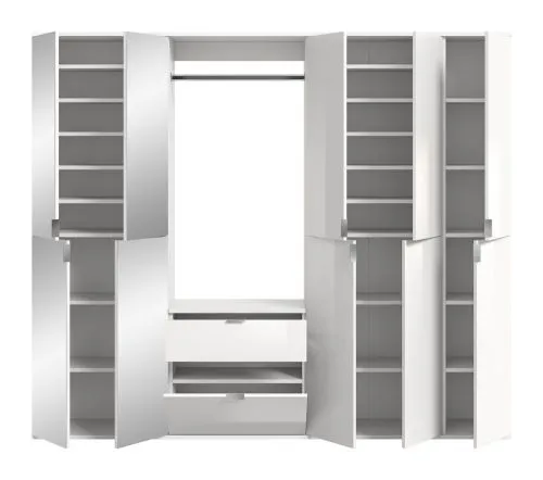 Garderoben Set Projekt X 2 | weiß Hochglanz / Spiegeltüren | 4-teilig