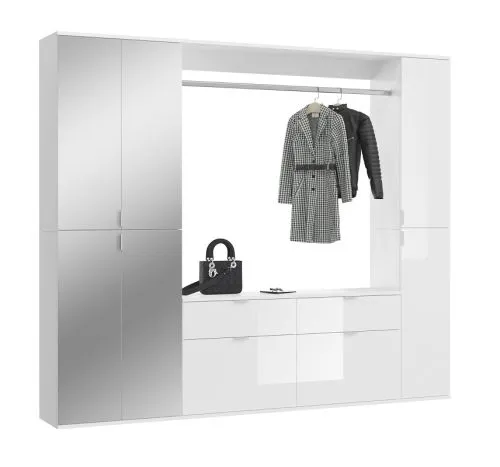 Garderoben Set Projekt X 3 | weiß Hochglanz / Spiegeltüren | 3-teilig